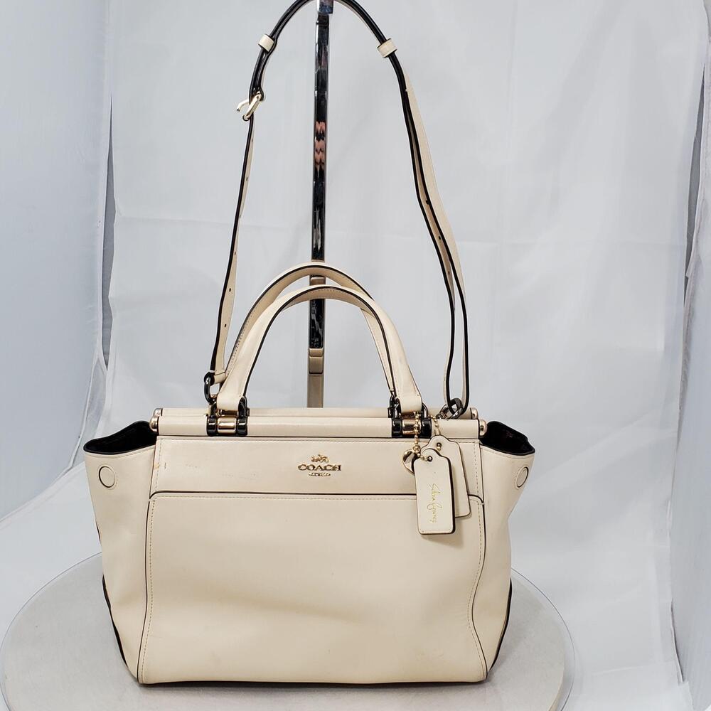 Damaged Coach Grace Selena Gomez Limited Edition Leather Satchel Bag Beige Colab